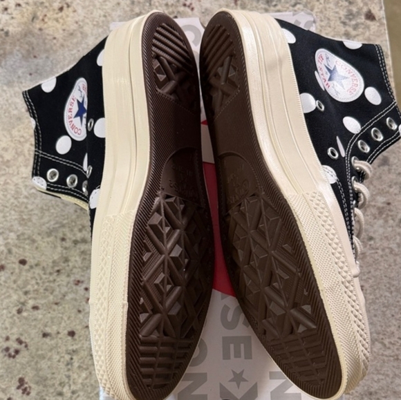 NWT Unisex Converse Comme Des Gargons PLAY Chuck Taylor Polka Dot Hi-Tops - Picture 6 of 8